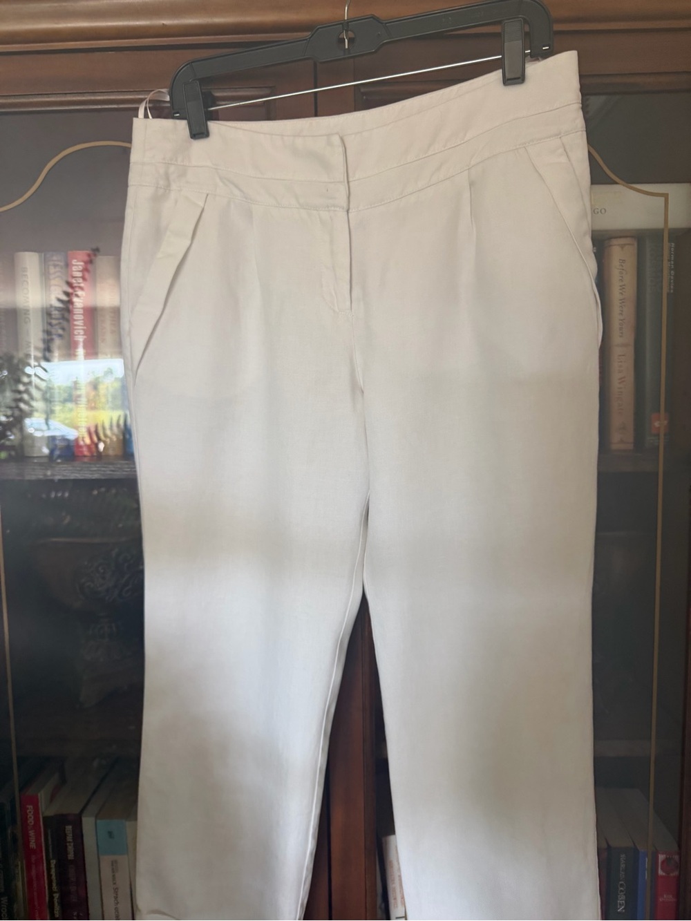100 Linen Classic Straight-Leg Light Beige Dress Pants